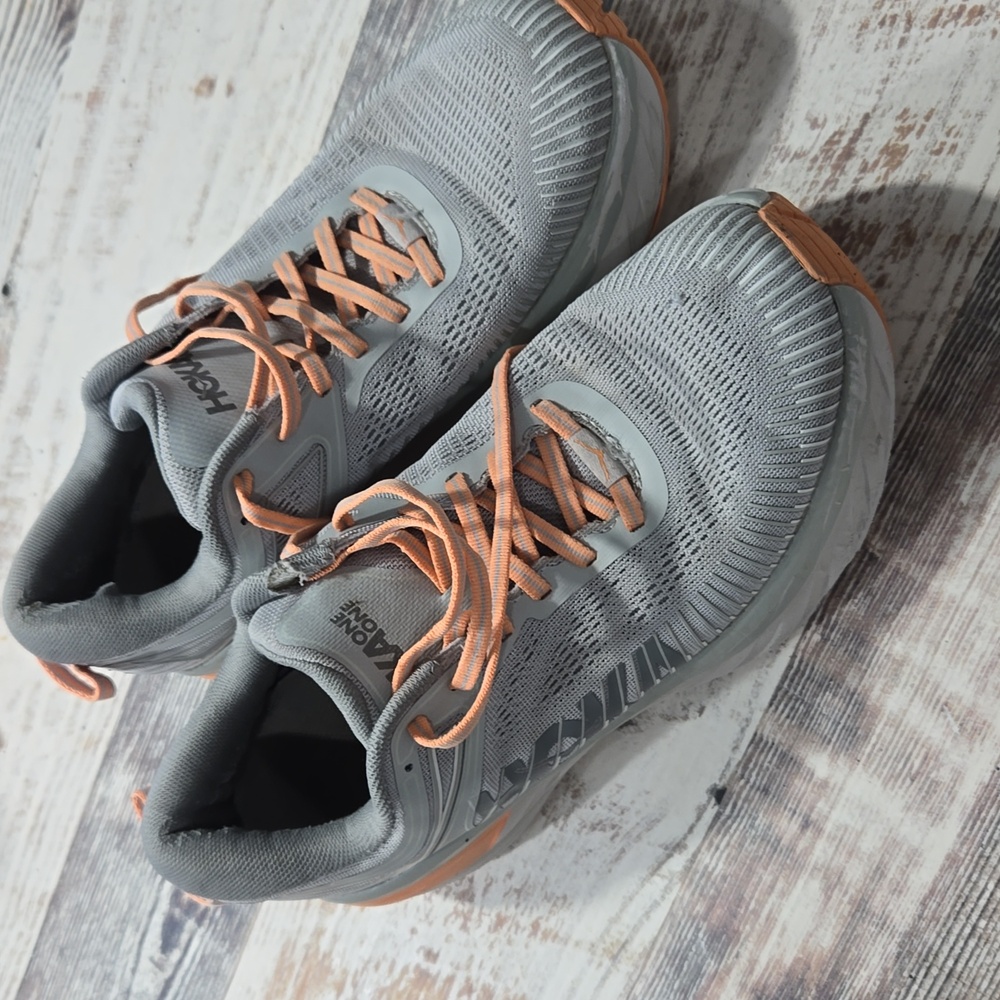 HOKA ONE ONE Womens Bondi 7 Mesh Harbor Mist Sharkskin Trainers 9.5 - Picture 14 of 15